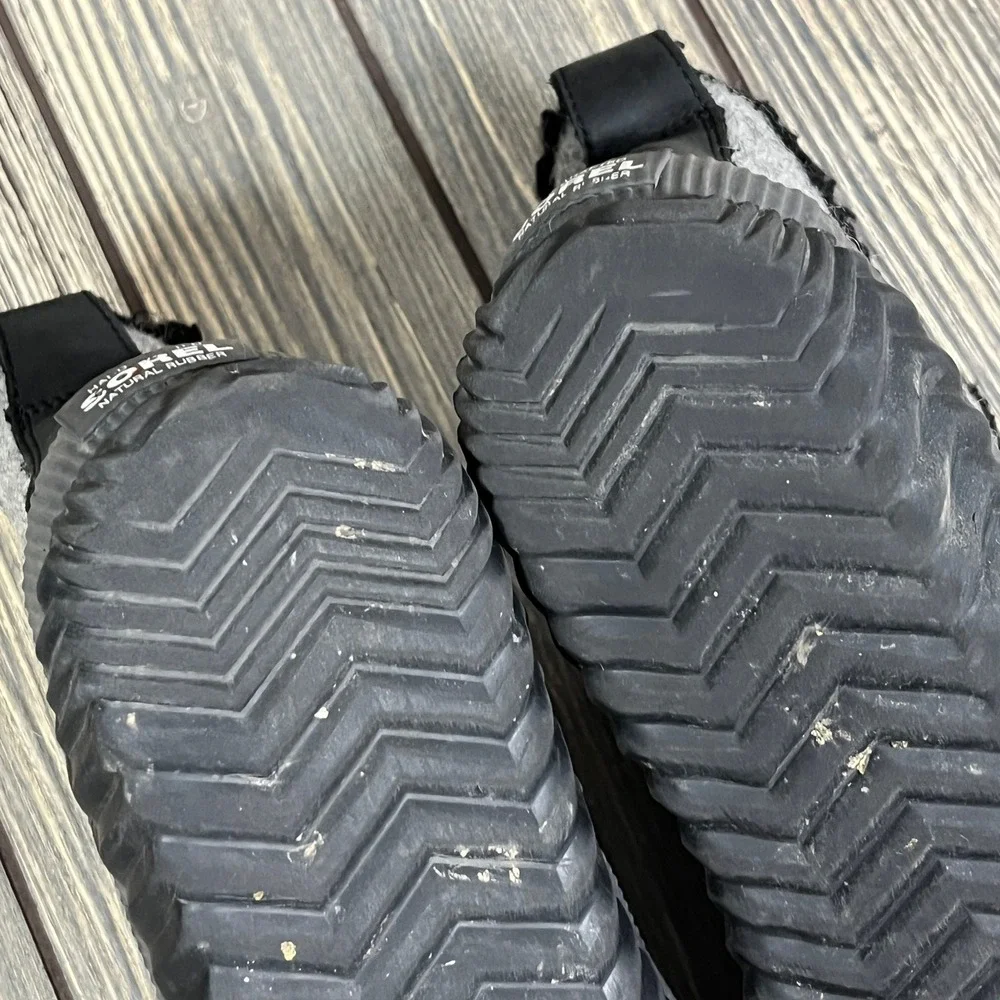 Sorel Out N About III Classic Women Sz 11 Black Grey Felt Waterproof Duck Boots